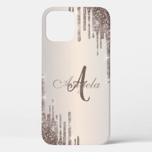 Case-Mate iPhone Case Moderne gouttes de paillettes Rose Gold, Monogram