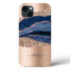 Moderne Indigo Blue Agate & Rose Gold Parties scin