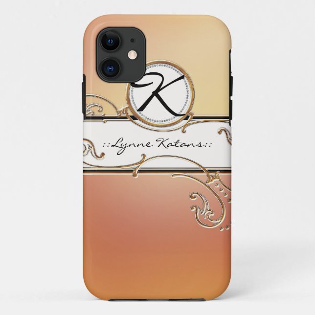 Coques Case-Mate iPhone Moderne Lavish Élégant Orange Rose Bijou Monogramm (Dos)