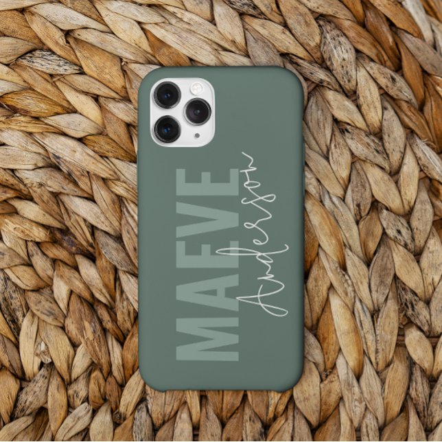 Coques Case-Mate iPhone Moderne minima typographie sauge vert élégant (Créateur téléchargé)