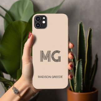 Case-Mate iPhone Case Moderne minimal, Beige tendance Simple Monogramme