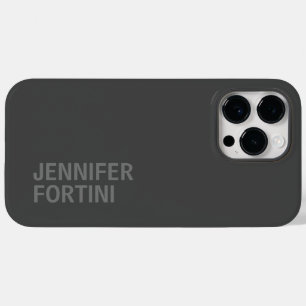 Coque Pour Pour iPhone 14 Pro Max Moderne minimaliste Ajoutez Votre Nom Gris