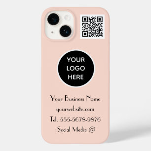 Coque Pour iPhone 14 Moderne minimaliste rose logo personnalisé QR Code