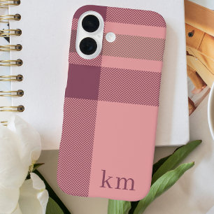 Coque Pour iPhone 16 Moderne Monogramme Chic Rose Girly