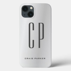 Case-Mate iPhone Case Moderne Monogramme professionnel gris argent clair