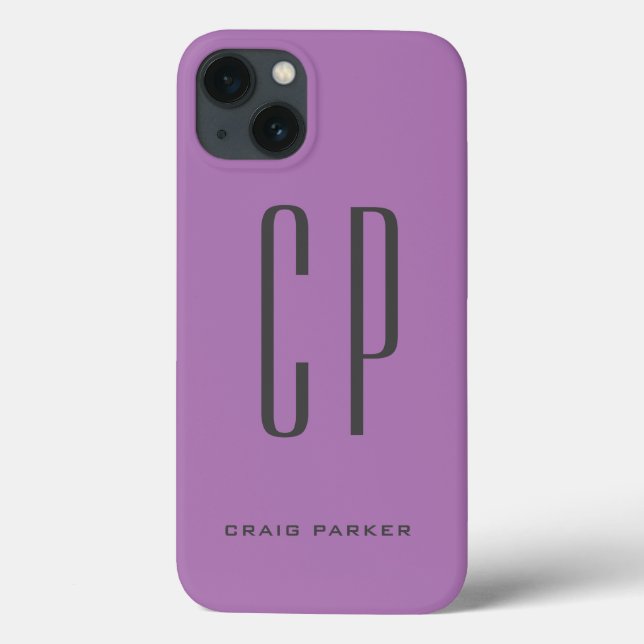 Coques Case-Mate iPhone Moderne Monogramme Professionnel Plaque Simple Lav (Verso)