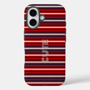 Coque Pour iPhone 16 Moderne Monogrammé Rayé