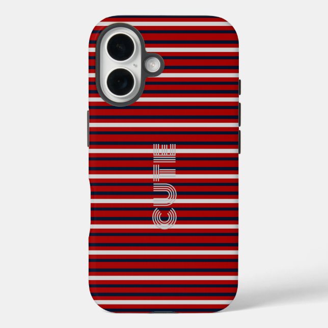 Coques Case-Mate iPhone Moderne Monogrammé Rayé  (Verso)