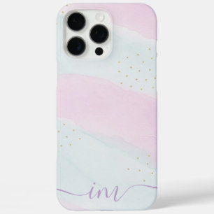 Coques iPhone 16 Pro Max Moderne Pastel Abstract Design Initiales & Nom