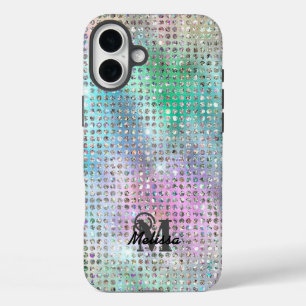 Coques iPhone 16 Plus Moderne Pastel Diamond Monogramme Motif clouté