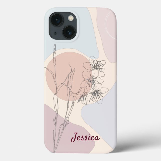 Coques Case-Mate iPhone Moderne Pastel Formes Abstraites Monogramme Fleur (Verso)