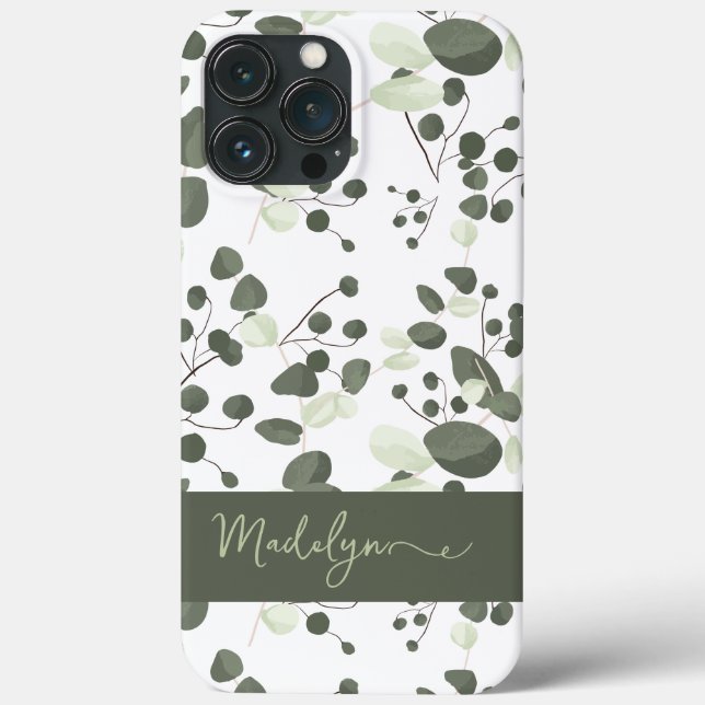 Coques Case-Mate iPhone Moderne Personnalisé Chic vert Eucalyptus motif (Verso)