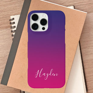 Coques iPhone 16 Pro Max Moderne Pink violet dégradé Monogramme simple