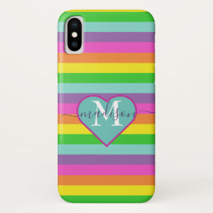 Case-Mate iPhone Case  Moderne Rainbow Heart Nom du script Monogramme 
