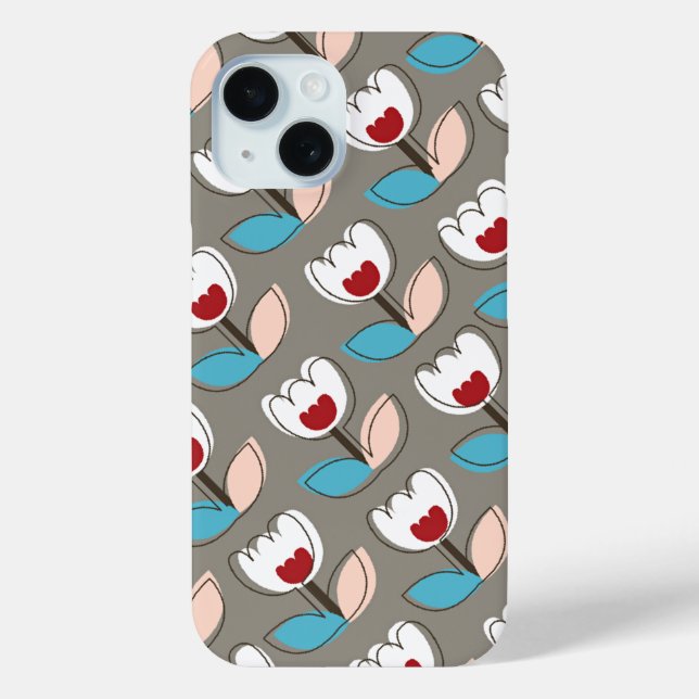 Coques Case-Mate iPhone Moderne Retro Tulipes Blanches Fleurs Motif Chic F (Verso)