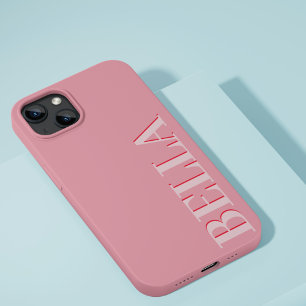 Coque Pour iPhone 14 Moderne rose initial minimal contemporain