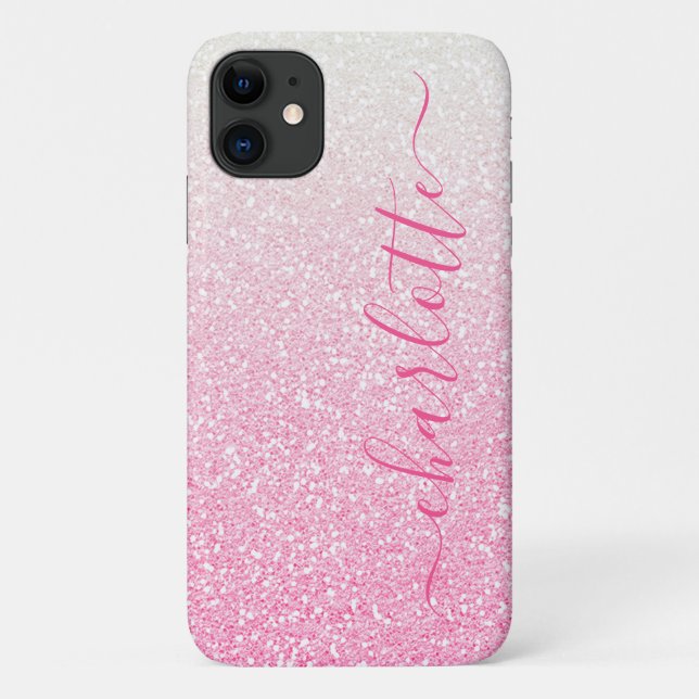 Coques Case-Mate iPhone Moderne rose Ombre Parties scintillant Girly Chic  (Dos)