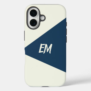 Coque Pour iPhone 16 Moderne simple géométrique bleu et crème