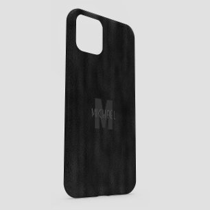 Coque Pour iPhone 14 Moderne Simple Noir Minimaliste Texturé Monogramme