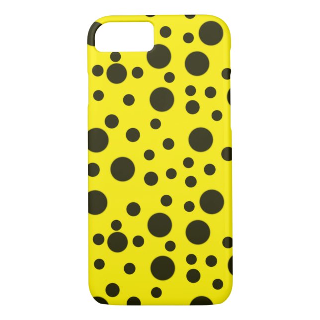 Coques Case-Mate iPhone Moderne Simple Noir pois motif jaune point (Dos)