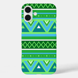 Coques iPhone 16 Plus Moderne Sud-Ouest Géométrique, Vert et Aqua