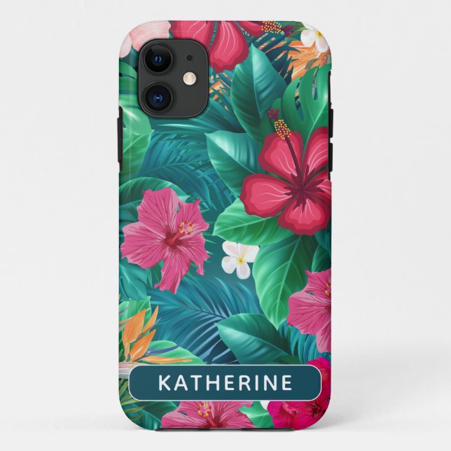 Coques Case-Mate iPhone Moderne tendance fleurs tropicales et Monogramme f (Dos)