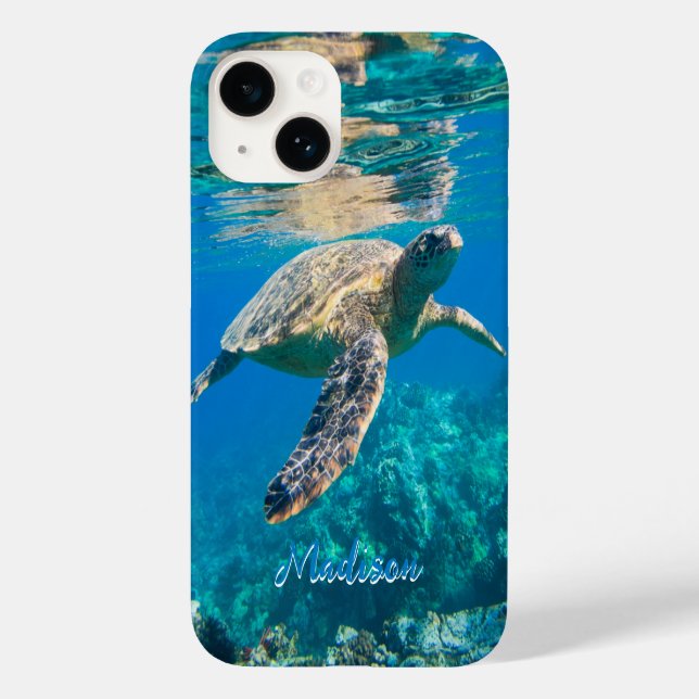 Coques Case-Mate iPhone Moderne Tortue sous-marine Personnalisé (Verso)