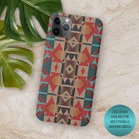 Moderne Turquoise Rouge Taupe Brown Mosaic Art Mot