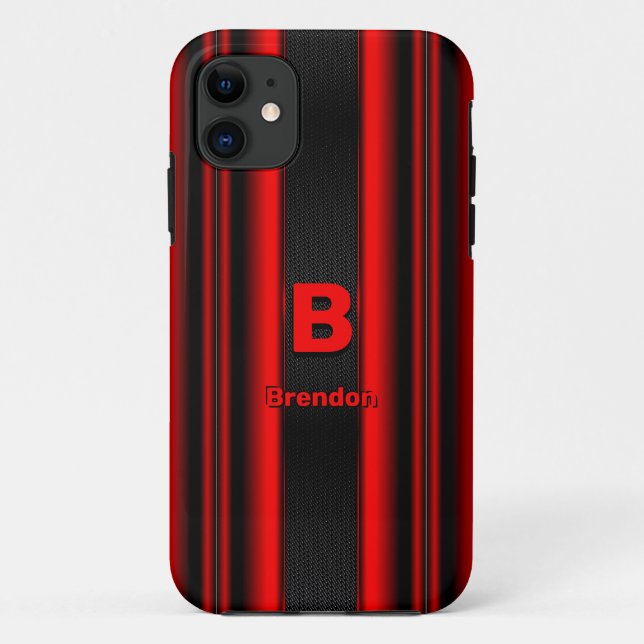 Coques Case-Mate iPhone Modifier le nom d'ajout initial Metallic Red Black (Dos)