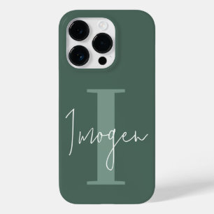 Coque Pour iPhone 14 Pro Moins moderne typographie monogramme vert sauge