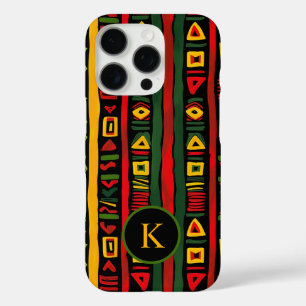 Coques iPhone 16 Pro Mois de l'histoire des Noirs Monogramme Rouge Vert