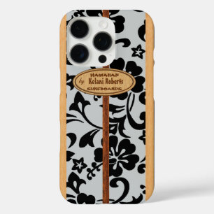Coques iPhone 16 Pro Mokuleia Hawaiian Faux Wood Monogram Surboard