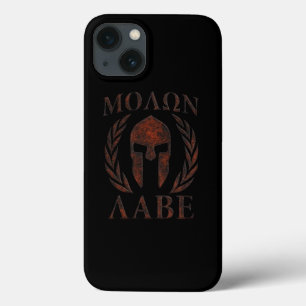 Etui iPhone 13 Molon Labe Guerrier de fer Laurels