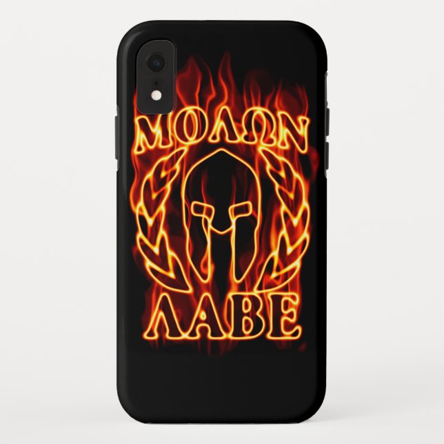 Coques Case-Mate iPhone Molon Labe Guerrier spartiate en feu (Dos)