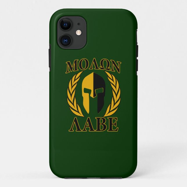 Coques Case-Mate iPhone Molon Labe Laurels spartiates sur Forest Green (Dos)