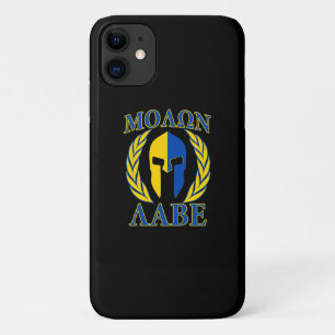 Coque Case-Mate Pour iPhone Molon Labe Spartan Mask Laurels Bleu Jaune