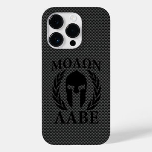 Coque Pour iPhone 14 Pro Molon Labe Warriors Laurels sur le carbone noir