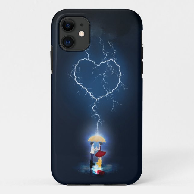 Coques Case-Mate iPhone Moment romantique "Lovestruck" sous un parapluie (Dos)