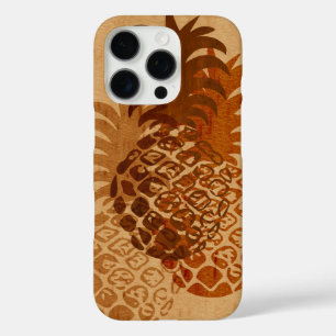 Coques iPhone 16 Pro Momona Ananas Hawaiian Tropical Faux Wood