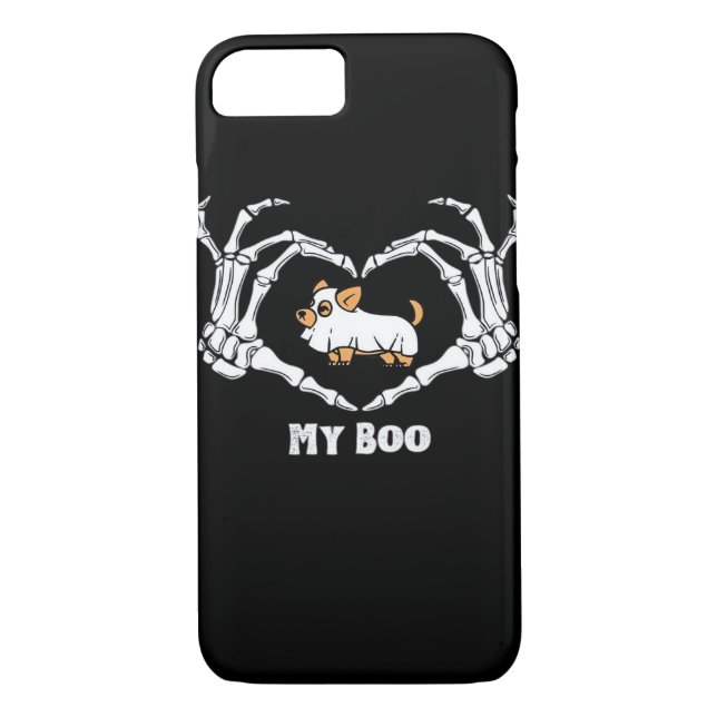 Coques Case-Mate iPhone Mon Costume Boo Chihuahua Avec Mains Coeurs Squele (Dos)