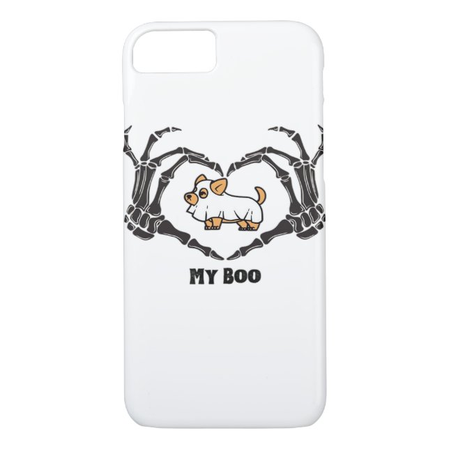 Coques Case-Mate iPhone Mon Costume Boo Chihuahua Avec Mains Coeurs Squele (Dos)