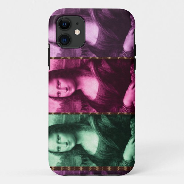 Coques Case-Mate iPhone Mona Lisa Poster de animal rose rose violet (Dos)