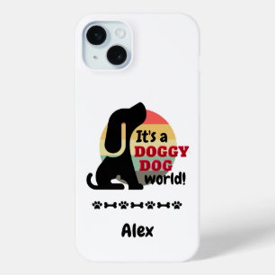 Coque iPhone 15 Mini Monde vintage de chiens de chiens