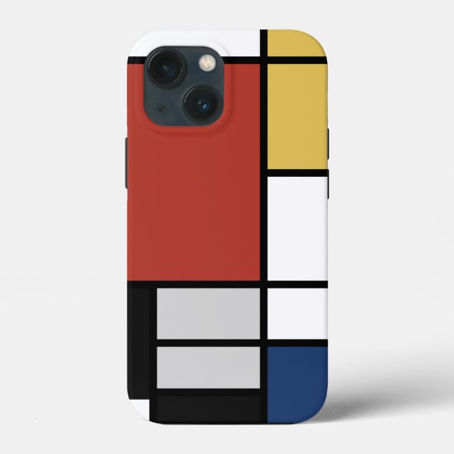 Coques Case-Mate iPhone Mondrian Peinture Rouge Plane Jaune Noir Gris Bleu (Verso)