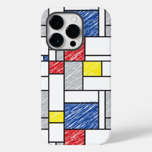 Coque Pour iPhone 14 Pro Mondrik Scribbles Minimaliste De Stijl Art Moderne