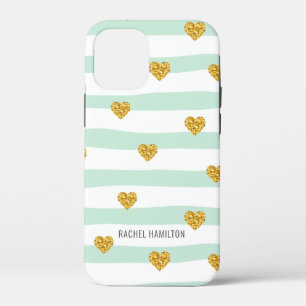 Case-Mate iPhone Case Monnaie et Blancs Coeurs d'or Nom personnalisé