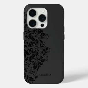 Coque iPhone 15 Pro Monochromatique noir tourbillon monogramme