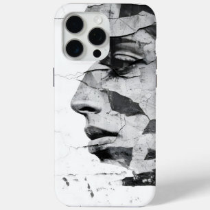 Coque iPhone 15 Pro Max Monochrome Urban Graffiti Femme Beauté Portrait