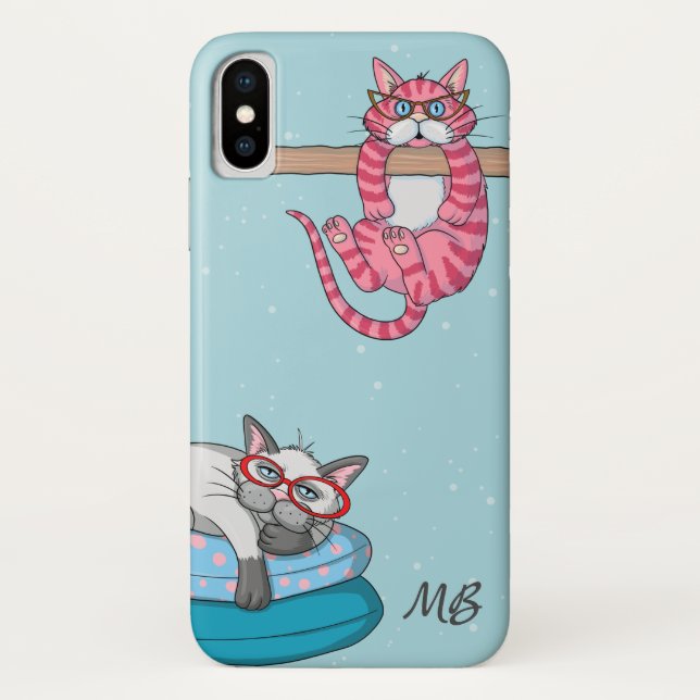 Coques Case-Mate iPhone Monogram Funny Whimsical Chats tendance moderne (Dos)