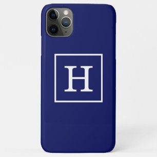 Case-Mate iPhone Case Monogram initial de la Navy Blue White Framed